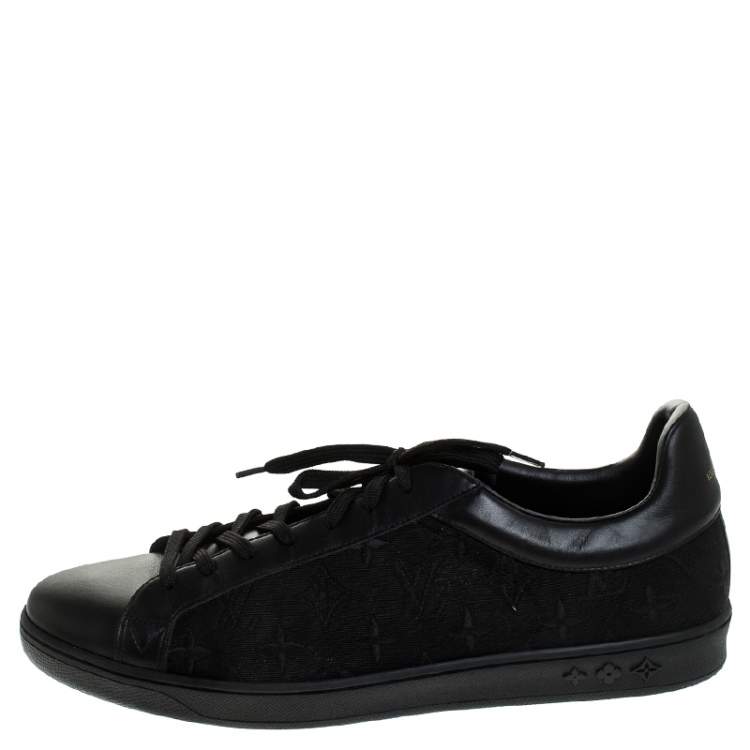 Louis Vuitton Black Leather and Monogram Canvas Low Top Sneakers Size 45 Louis Vuitton | TLC