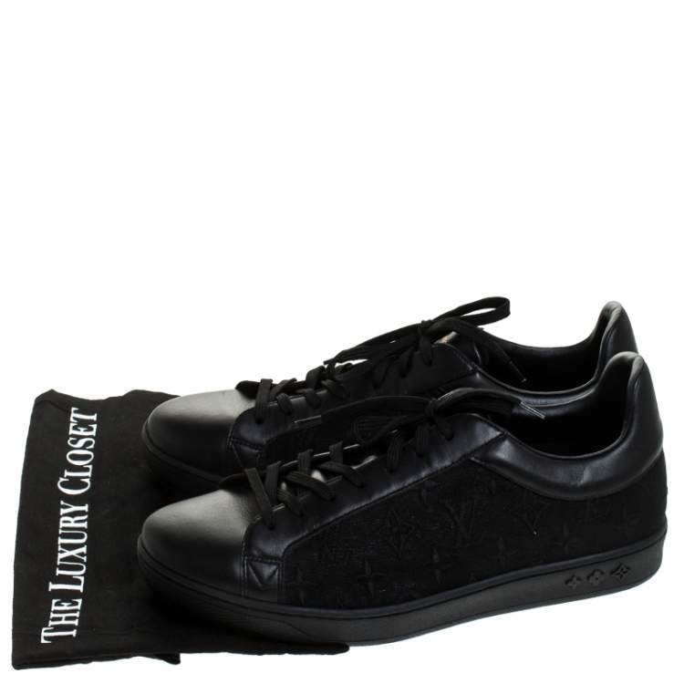 Louis Vuitton Black Leather and Monogram Canvas Low Top Sneakers Size 45 Louis Vuitton | TLC