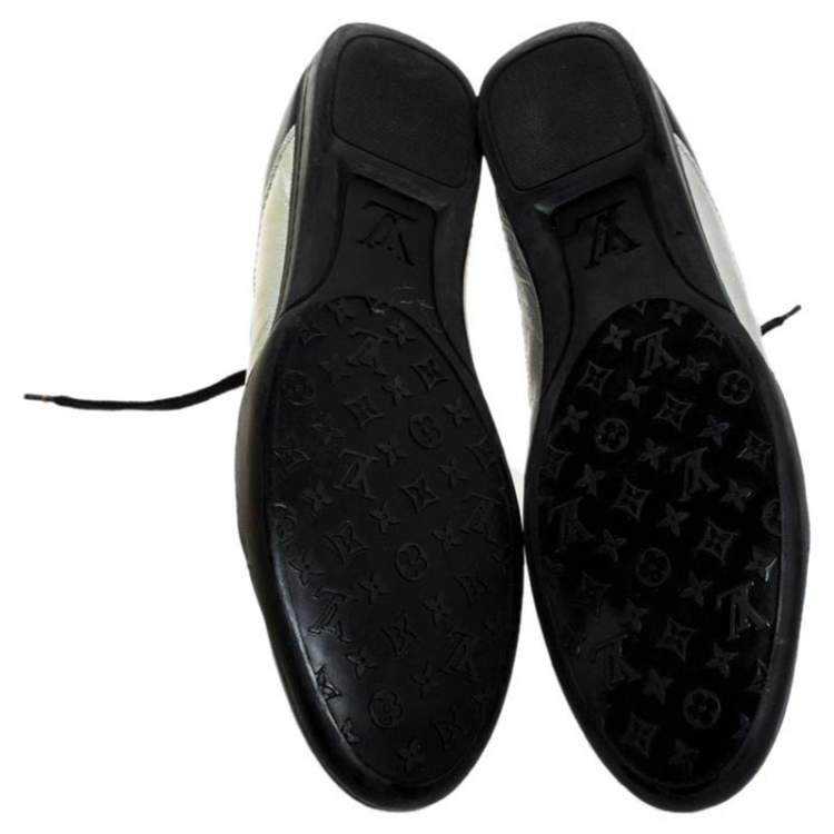 Pre Owned Louis Vuitton Black/Silver Patent Leather And Leather Low Top Lace Up Sneakers Size 41