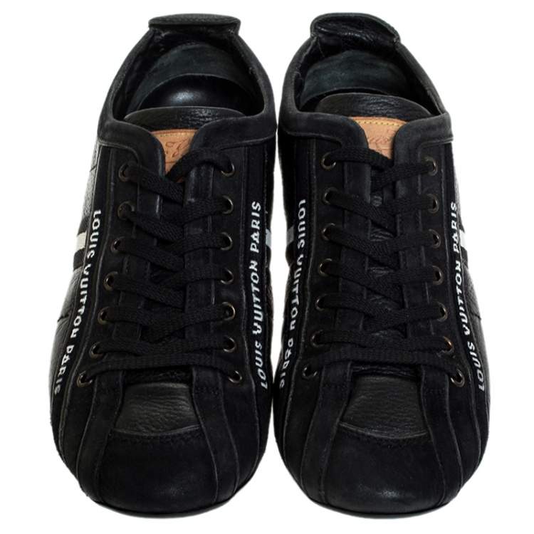 Pre Owned Louis Vuitton Black Nubuck And Leather Cosmos Low Top Sneakers Size 40