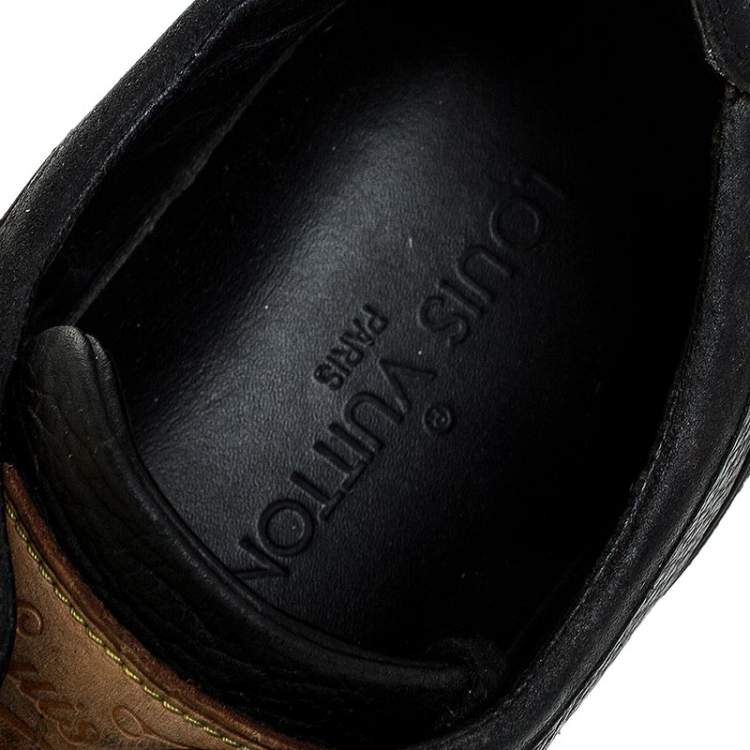 Pre Owned Louis Vuitton Black Nubuck And Leather Cosmos Low Top Sneakers Size 40