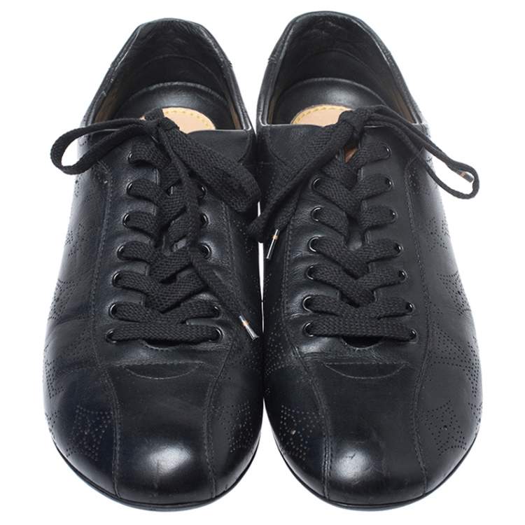 Pre Owned Louis Vuitton Black Mahina Leather Low Top Sneakers Size 39.5