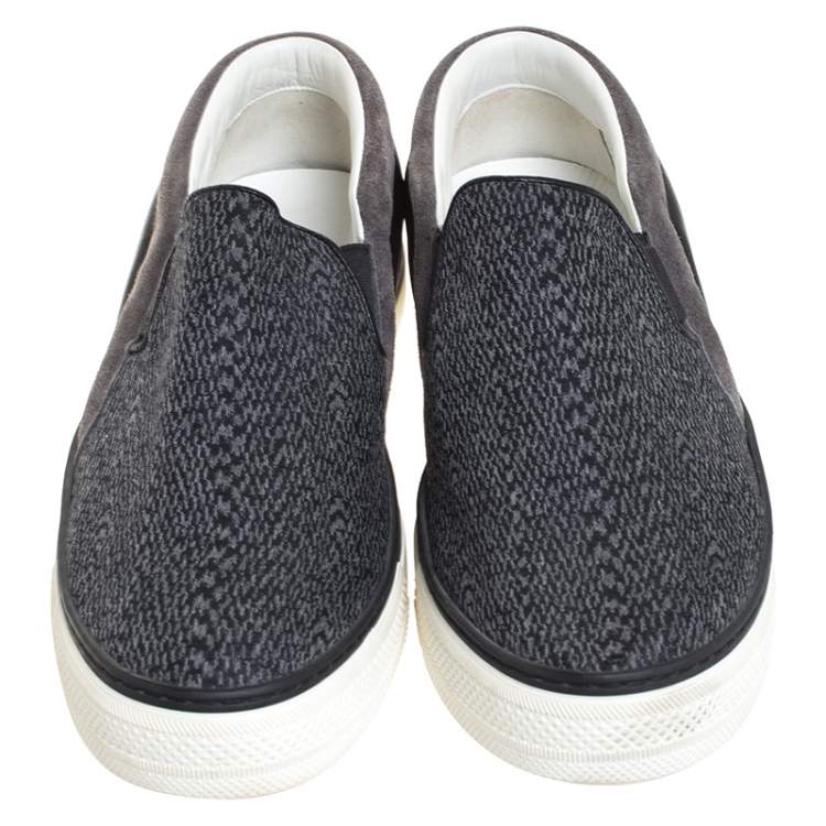 Pre Owned Louis Vuitton Grey Fabric, Suede and Leather Twister Slip-on Sneakers Size 41