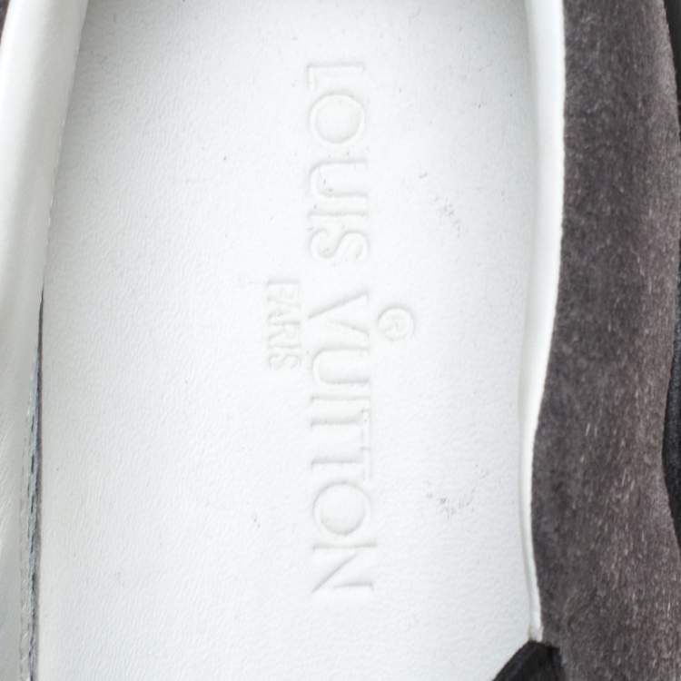 Pre Owned Louis Vuitton Grey Fabric, Suede and Leather Twister Slip-on Sneakers Size 41