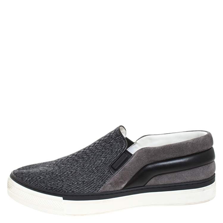 Pre Owned Louis Vuitton Grey Fabric, Suede and Leather Twister Slip-on Sneakers Size 41