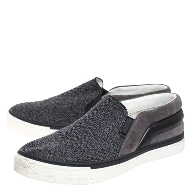 Pre Owned Louis Vuitton Grey Fabric, Suede and Leather Twister Slip-on Sneakers Size 41
