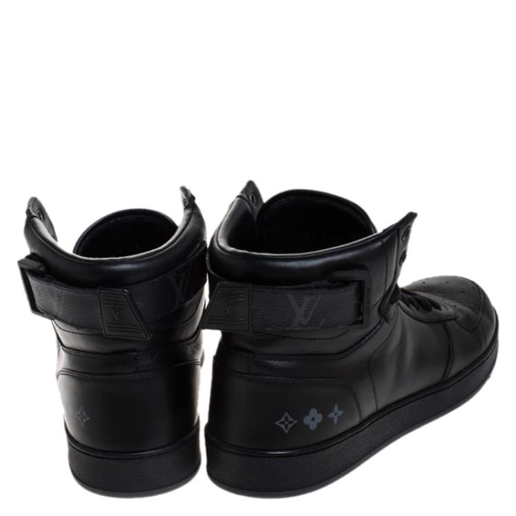 Pre Owned Louis Vuitton Black Leather Rivoli High Top Sneakers Size 42