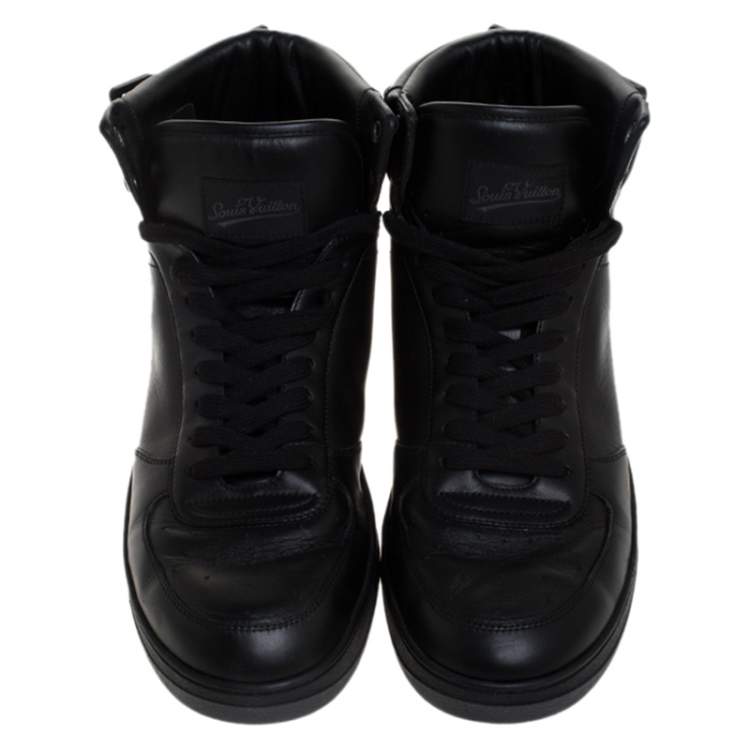 Pre Owned Louis Vuitton Black Leather Rivoli High Top Sneakers Size 42