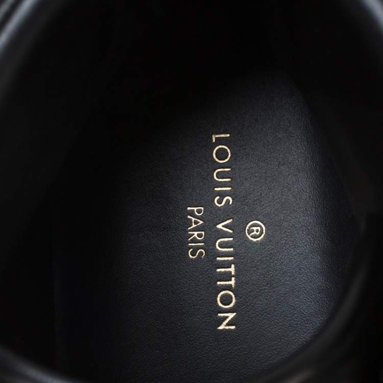 Pre Owned Louis Vuitton Black Leather Rivoli High Top Sneakers Size 42