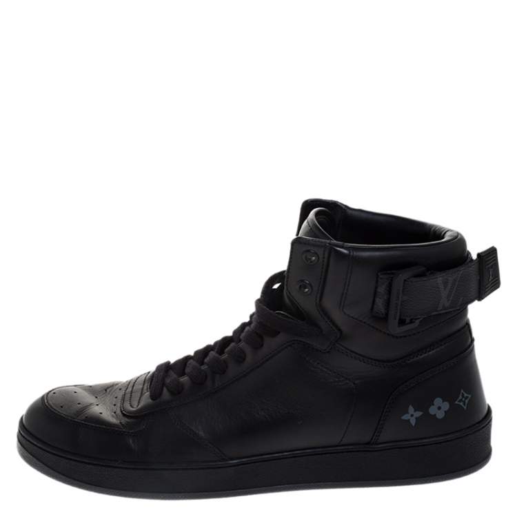 Pre Owned Louis Vuitton Black Leather Rivoli High Top Sneakers Size 42