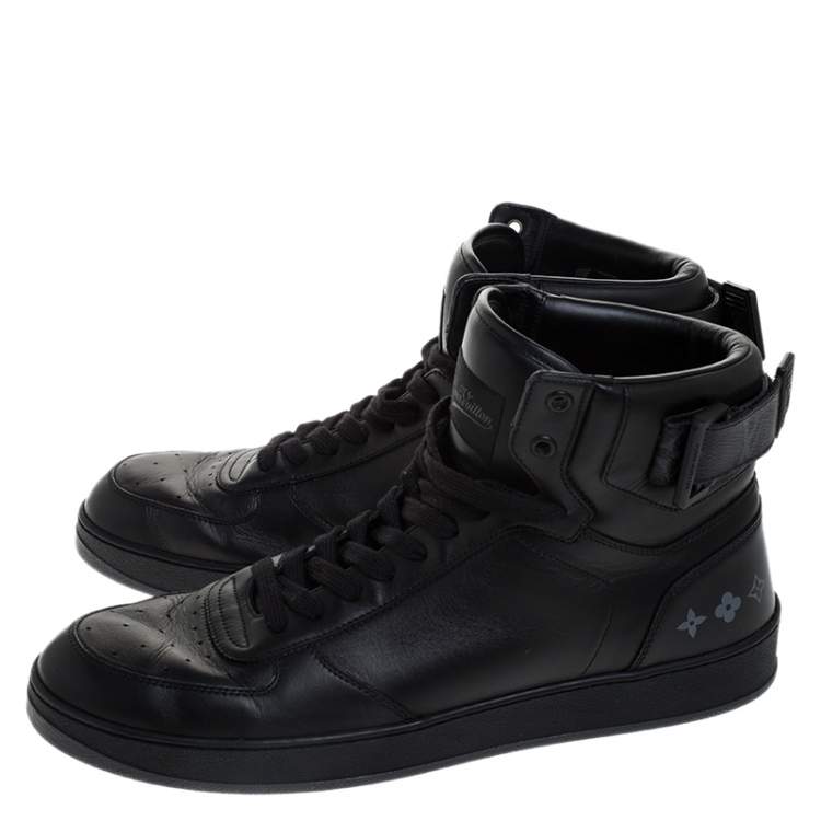 Pre Owned Louis Vuitton Black Leather Rivoli High Top Sneakers Size 42
