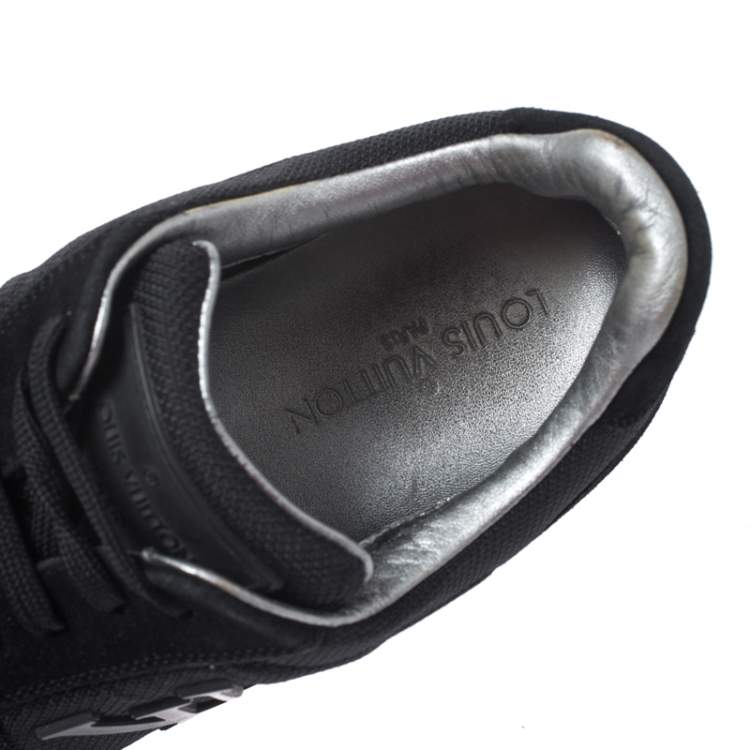 Pre Owned Louis Vuitton Black Canvas and Suede Logo Velcro Strap Sneakers Size 41.5
