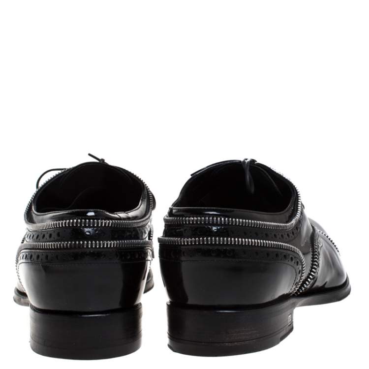 Pre Owned Louis Vuitton Black Patent Leather Lace Up Oxfords Size 41.5
