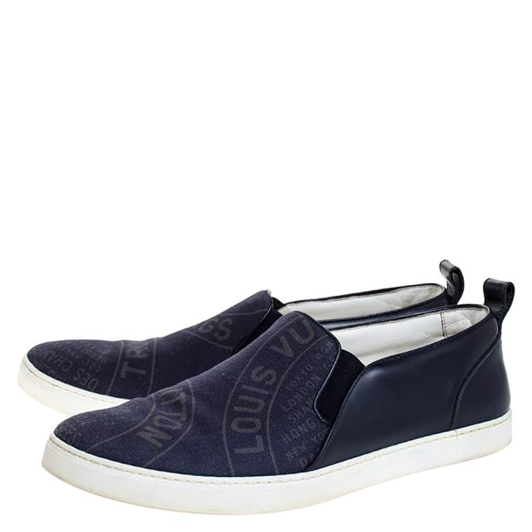 navy leather slip on sneakers