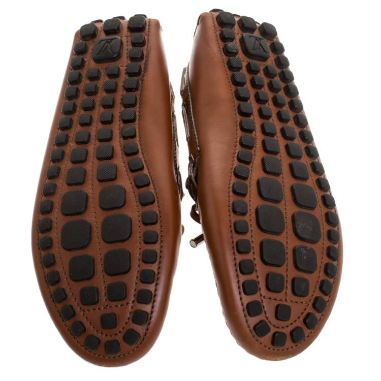 Pre Owned Louis Vuitton Brown Leather Arizona Loafers Size 40.5