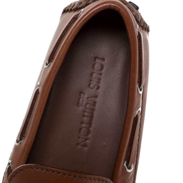 Pre Owned Louis Vuitton Brown Leather Arizona Loafers Size 40.5