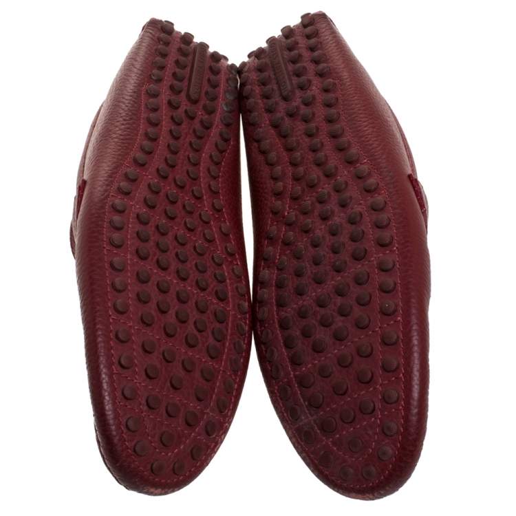 Pre Owned Louis Vuitton Red Leather Hockenheim Slip On Loafers Size 42