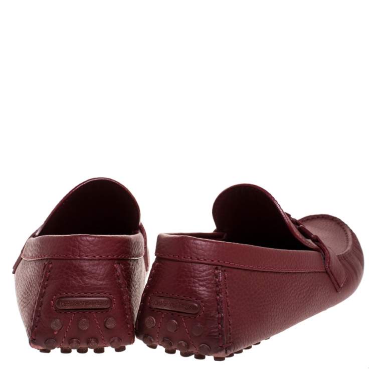 Pre Owned Louis Vuitton Red Leather Hockenheim Slip On Loafers Size 42