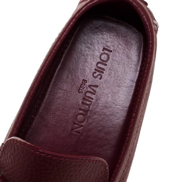 Pre Owned Louis Vuitton Red Leather Hockenheim Slip On Loafers Size 42