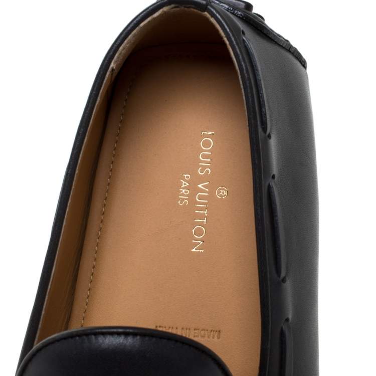 Pre Owned Louis Vuitton Grey Leather Imola Tassel Loafers Size 43