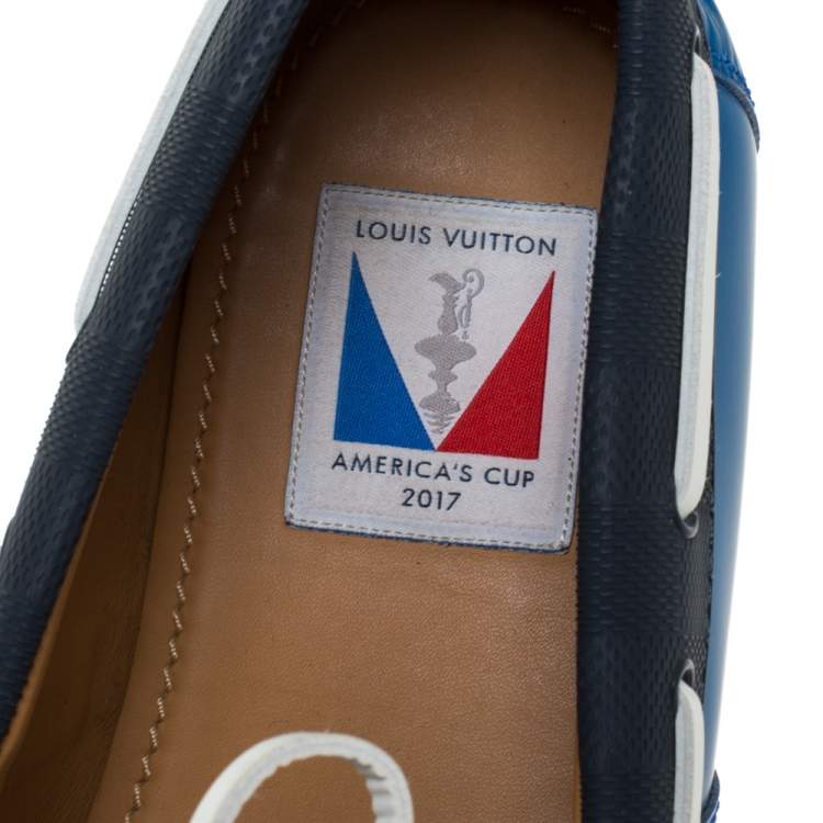 مملوكة مسبقًا Louis Vuitton Multicolor Leather And Damier Ebene Boat Deck Derby Size 45