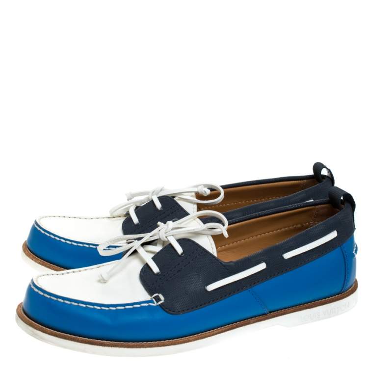 مملوكة مسبقًا Louis Vuitton Multicolor Leather And Damier Ebene Boat Deck Derby Size 45