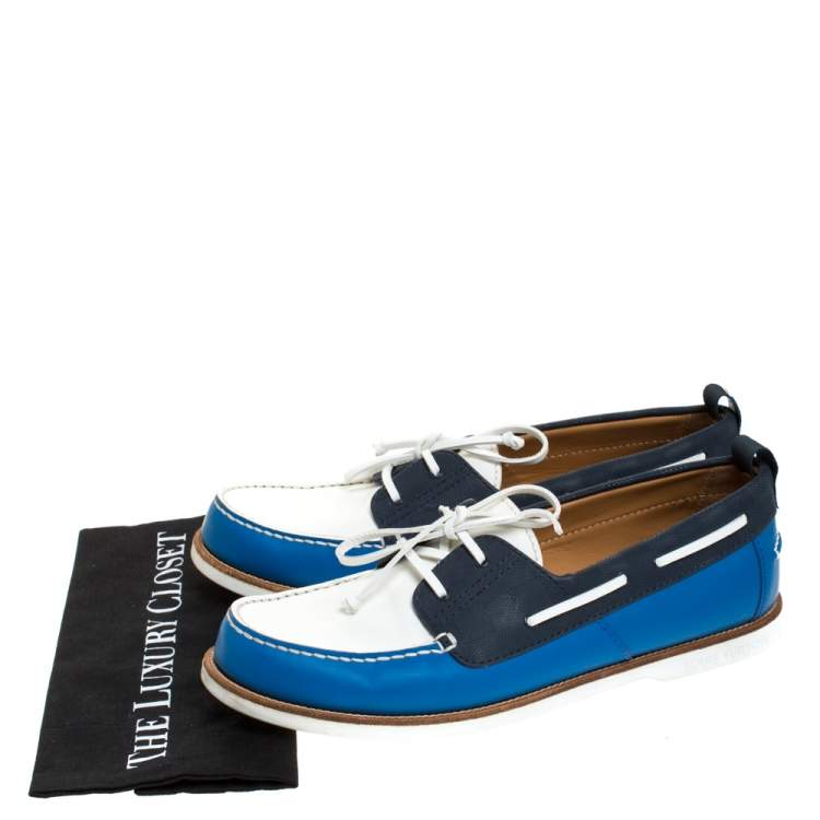 مملوكة مسبقًا Louis Vuitton Multicolor Leather And Damier Ebene Boat Deck Derby Size 45