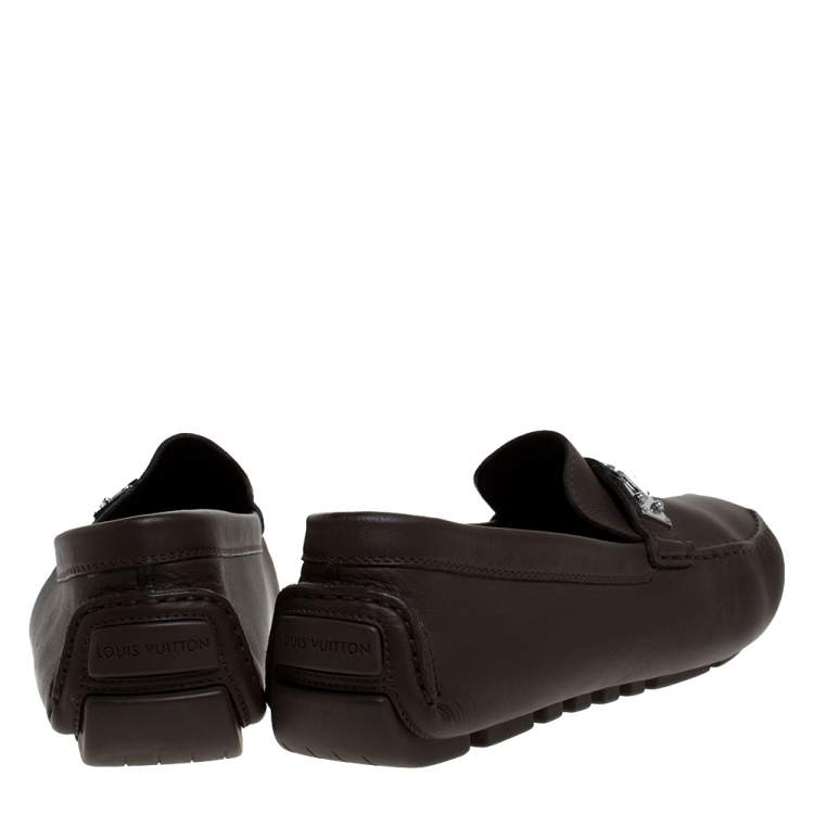 Pre Owned Louis Vuitton Brown Leather Suhali Lombok Driving Loafers Size 45