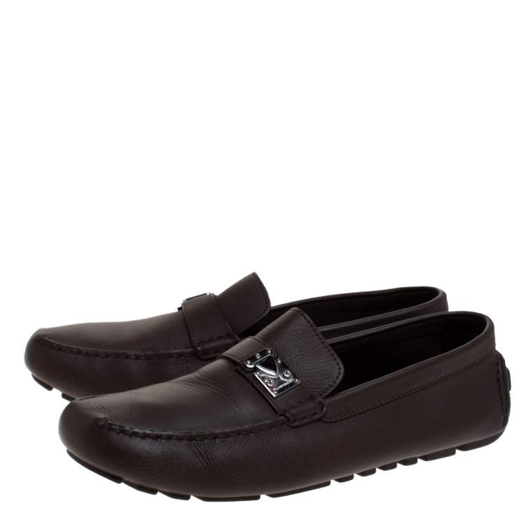 Pre Owned Louis Vuitton Brown Leather Suhali Lombok Driving Loafers Size 45