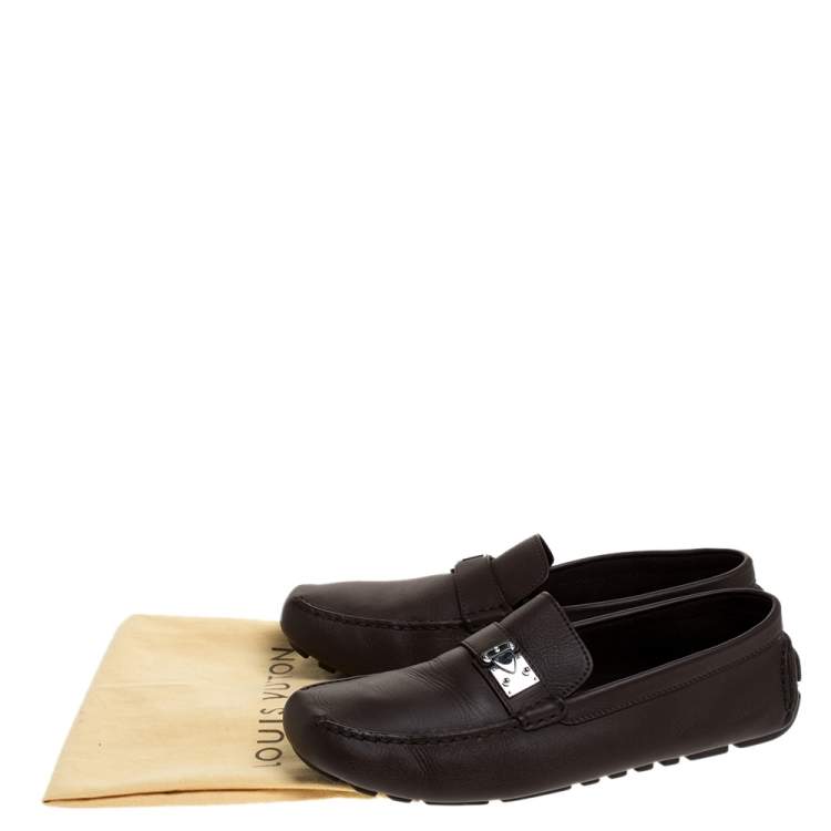Pre Owned Louis Vuitton Brown Leather Suhali Lombok Driving Loafers Size 45