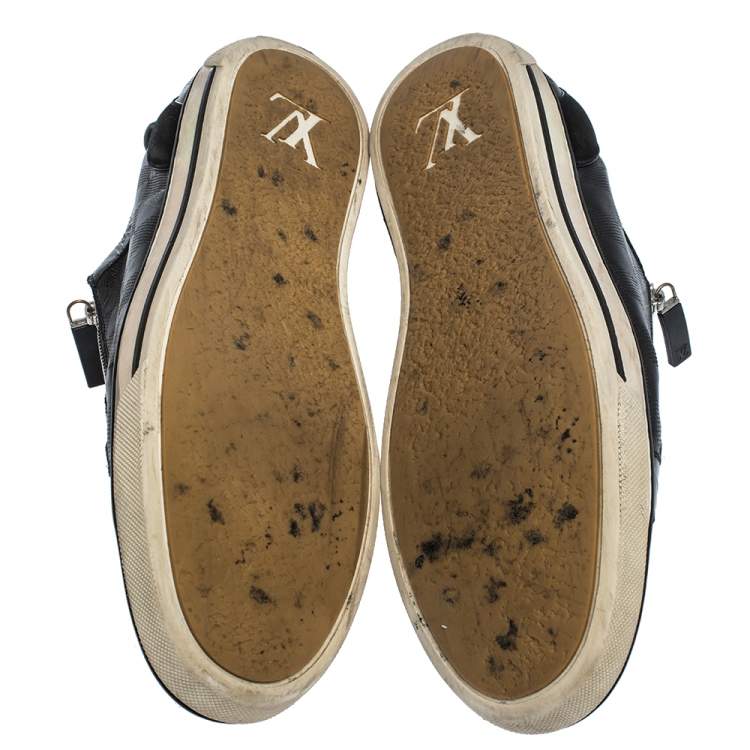 Pre Owned Louis Vuitton Black Infini Leather and Suede Low Top Sneakers Size 42