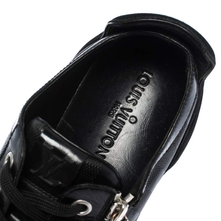 Pre Owned Louis Vuitton Black Infini Leather and Suede Low Top Sneakers Size 42