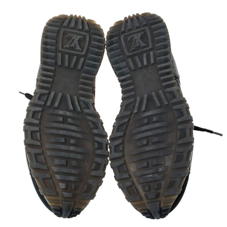 Pre Owned Louis Vuitton Black Damier Infini Leather, Suede And Mesh Run Away Sneakers Size 39