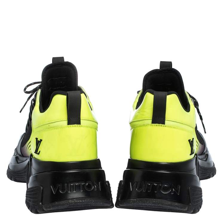 Pre Owned Louis Vuitton Black/Green Leather and Mesh Run Away Pulse Sneakers Size 41