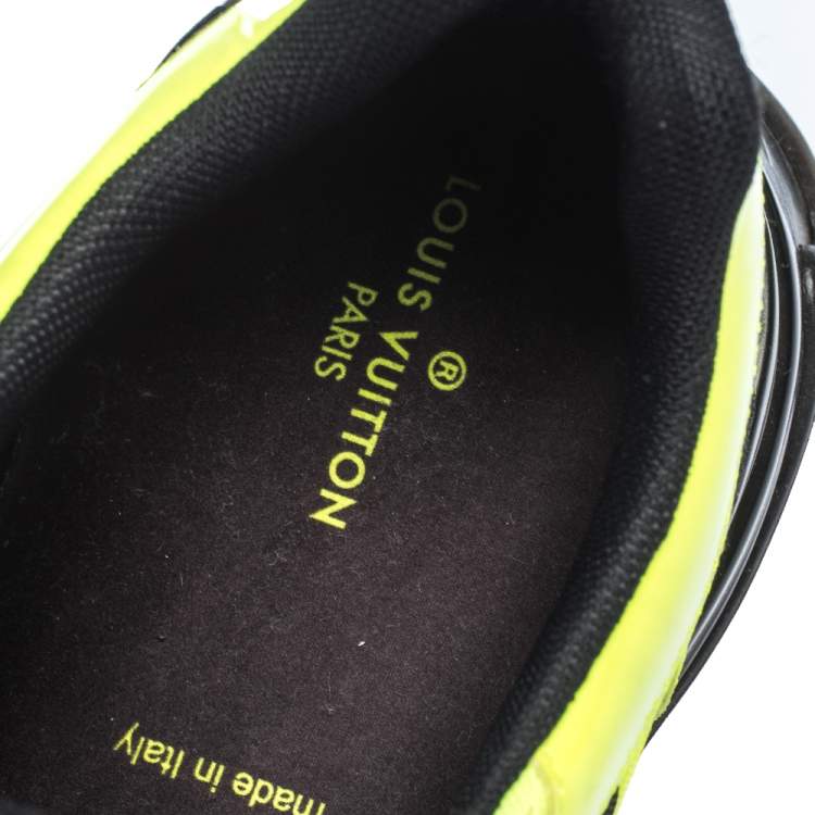 Pre Owned Louis Vuitton Black/Green Leather and Mesh Run Away Pulse Sneakers Size 41