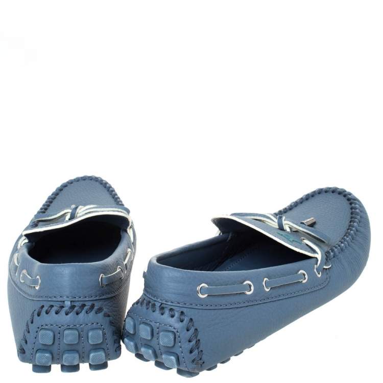 Pre Owned Louis Vuitton Blue Leather Bow Arizona Mocassin Size 41