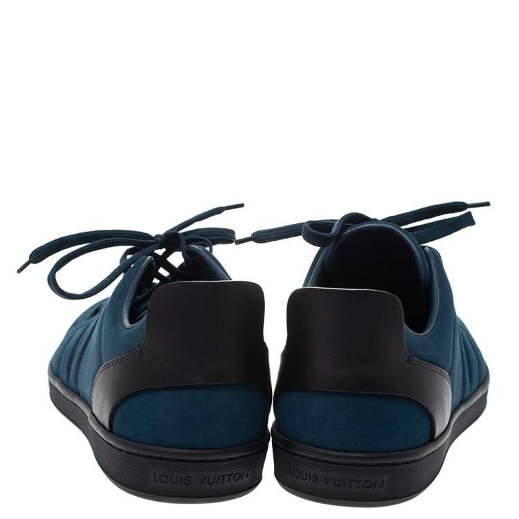 Pre Owned Louis Vuitton Blue/Black Suede and Leather Low Top Sneakers Size 40