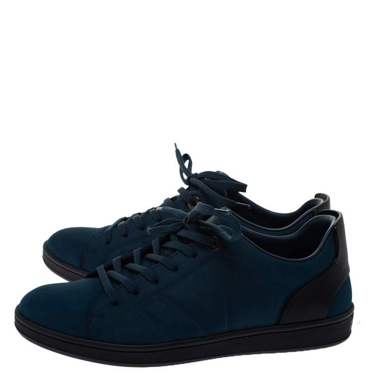 Pre Owned Louis Vuitton Blue/Black Suede and Leather Low Top Sneakers Size 40