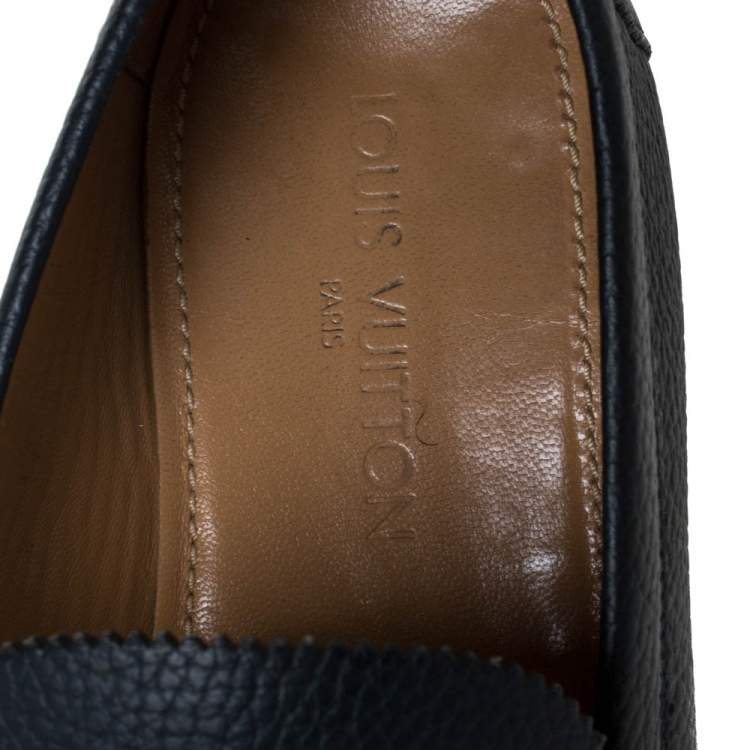 Pre Owned Louis Vuitton Blue Leather Major Loafers Size 44.5