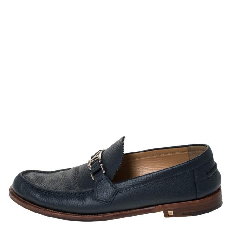 Pre Owned Louis Vuitton Blue Leather Major Loafers Size 44.5