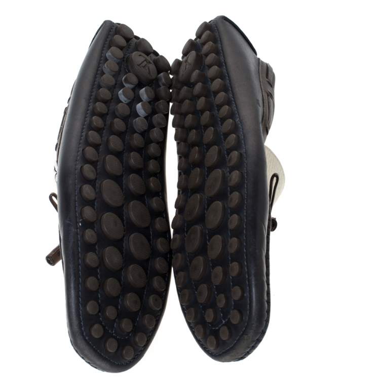 Pre Owned Louis Vuitton Tricolor Leather Bow Loafers Size 42