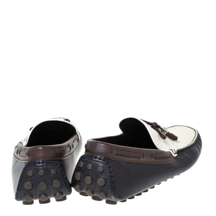 Pre Owned Louis Vuitton Tricolor Leather Bow Loafers Size 42