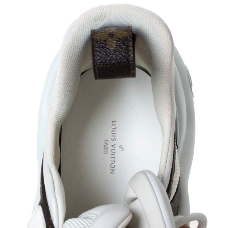 Pre Owned Louis Vuitton White Fabric And Monogram Canvas Archlight Lace Up Sneakers Size 42