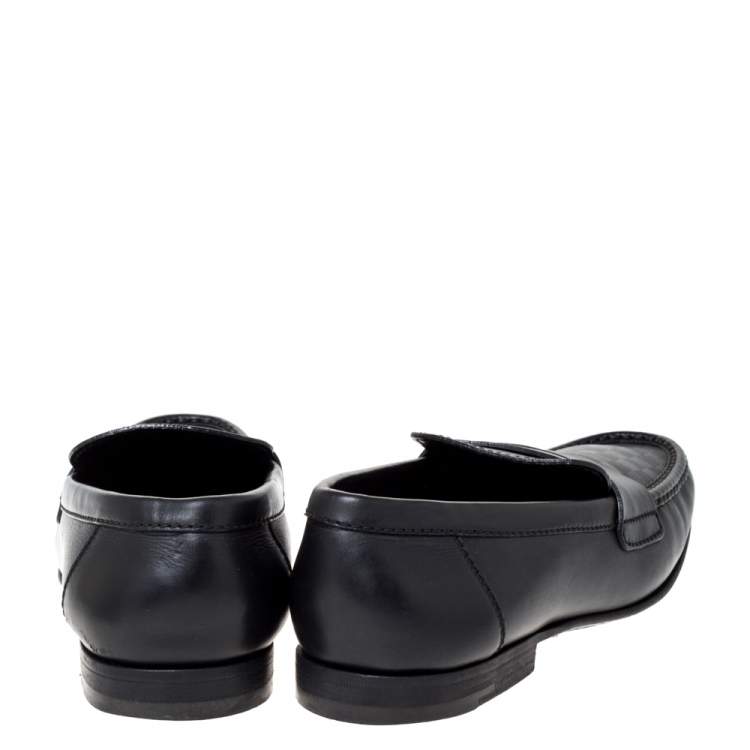 مملوكة مسبقًا Louis Vuitton Black Leather Damier Infini Hockenheim Loafers Size 43.5