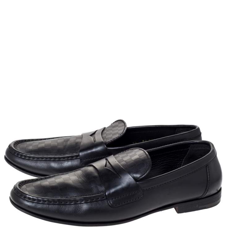 Louis Vuitton Black Leather Damier Infini Hockenheim Loafers Size 43.5 Louis Vuitton | TLC