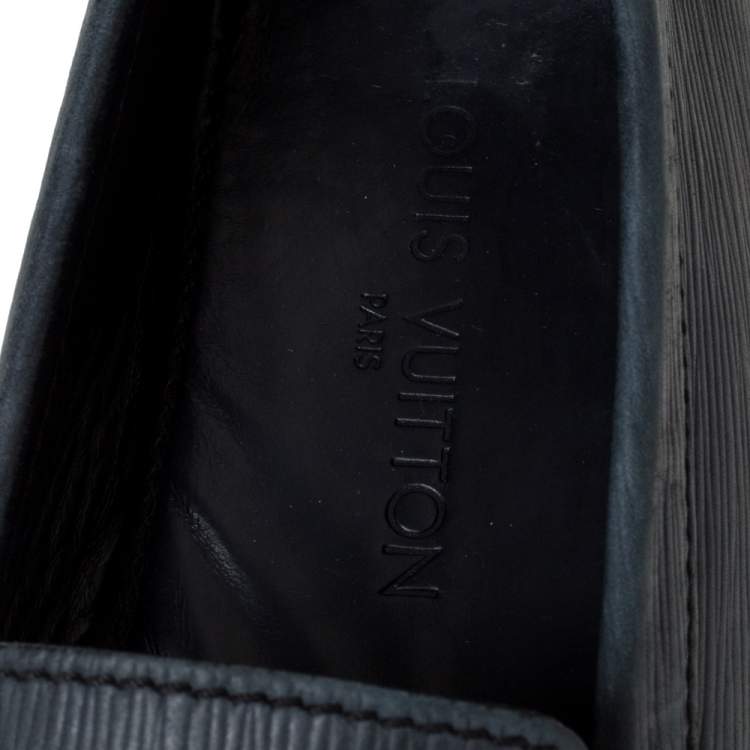 Pre Owned Louis Vuitton Grey Nubuck Leather Monte Carlo Slip On Loafers Size 43