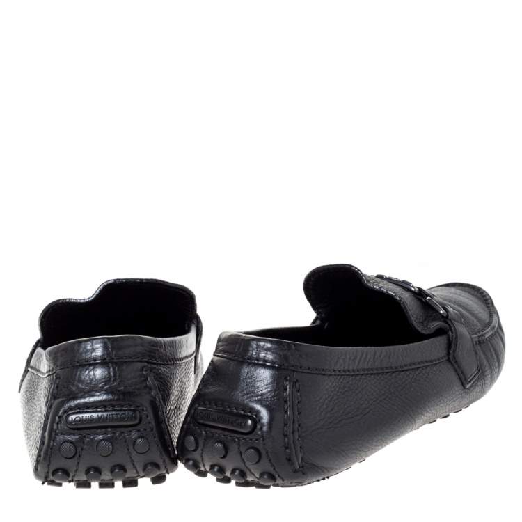 Pre Owned Louis Vuitton Black Leather Hockenheim Loafers Size 44.5