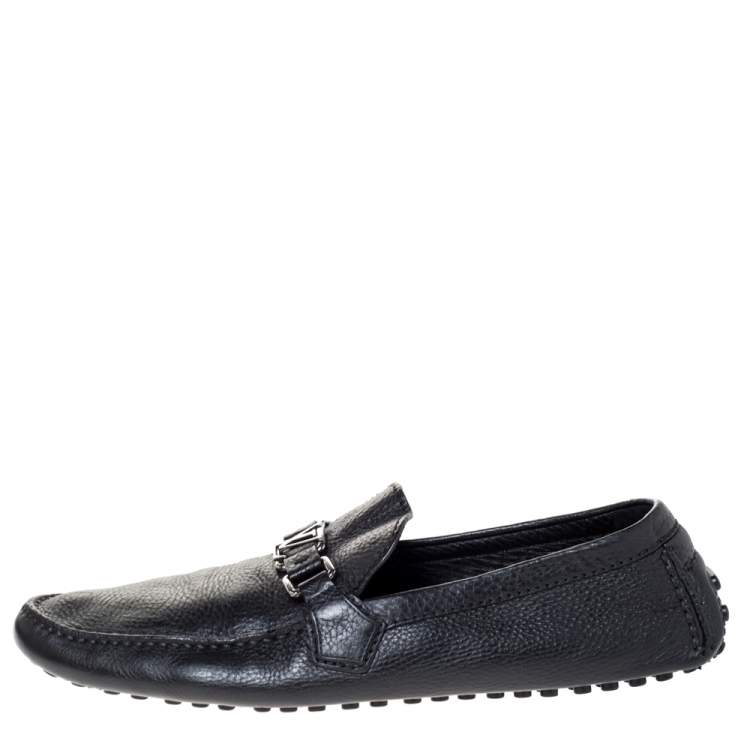 Pre Owned Louis Vuitton Black Leather Hockenheim Loafers Size 44.5
