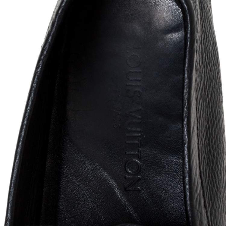 Pre Owned Louis Vuitton Black Leather Hockenheim Loafers Size 44.5