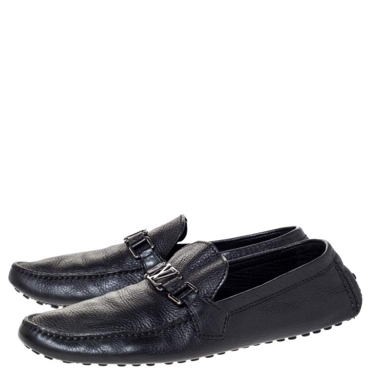 Pre Owned Louis Vuitton Black Leather Hockenheim Loafers Size 44.5